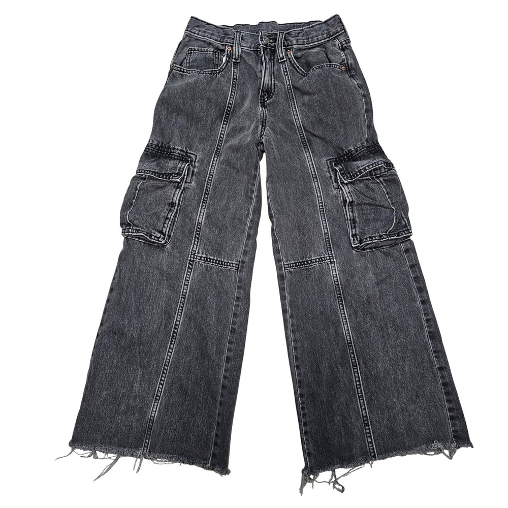 Old Navy Black Wide-Leg Cargo Jeans